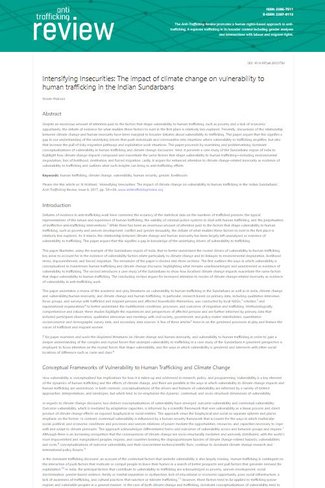 The Impact of Climate Change on Vulnerability to Human Trafficking in the Indian Sundarbans document cover